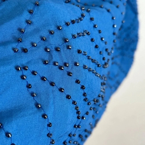 Anthropologie Bl^nk London blue beaded sleeveless top - Picture 2 of 5